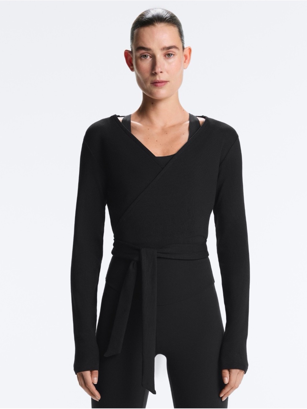 Oysho - Black Wrap Ballet Workout Top NWT